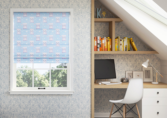Little Bear, Blue Cotton - Roman Blind - Image 3